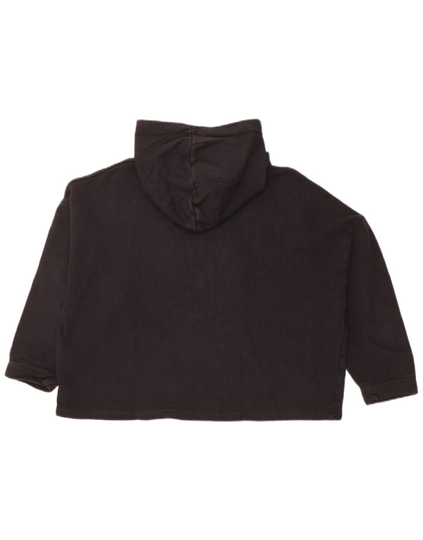 GUESS Damen-Kapuzenpullover, übergroß, 3/4-Ärmel, Grafik, Gr. 8, Schwarz