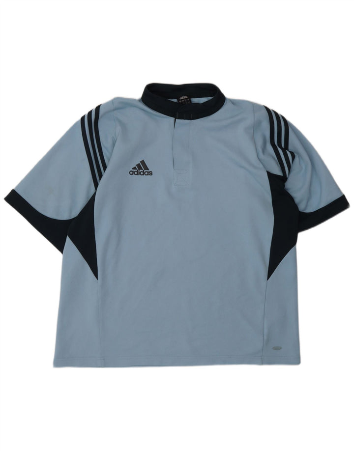 Adidas Herren-Poloshirt, großes blaues Colourblock-Polyester