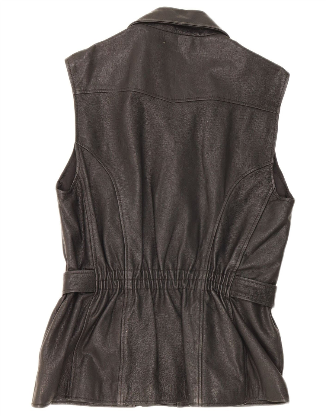 Vintage Damen Lederweste EU 38 Medium Schwarz