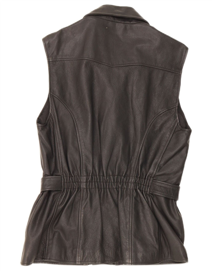 Vintage Damen Lederweste EU 38 Medium Schwarz