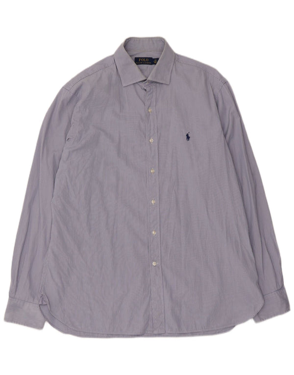 Polo Ralph Lauren Herrenhemd Größe 17 43 XL Blaue Nadelstreifen-Baumwolle