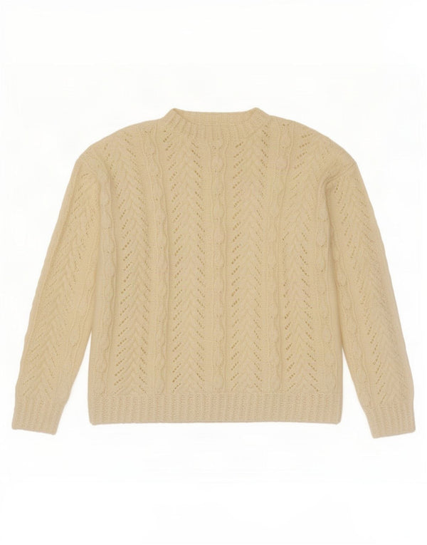 Vintage Damen Pullover mit Rundhalsausschnitt UK 18 XL Off White
