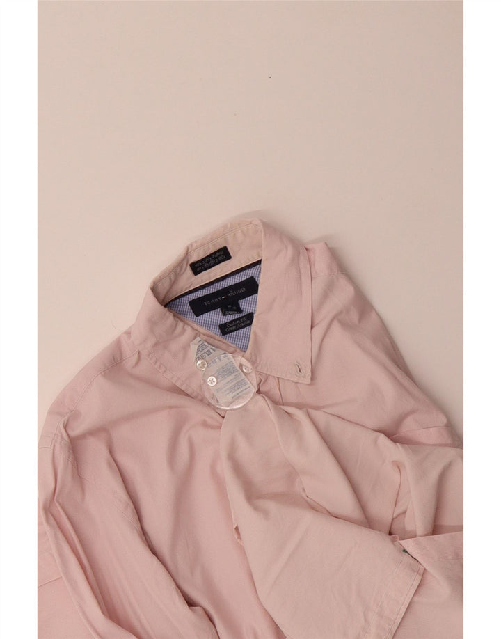 TOMMY HILFIGER Mens Custom Fit Shirt Medium Pink Cotton Vintage Tommy Hilfiger and Second-Hand Tommy Hilfiger from Messina Hembry 