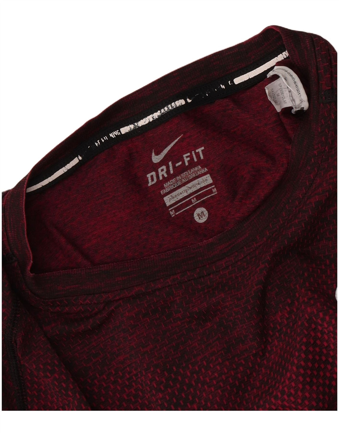 Nike Herren Dri Fit T-Shirt-Oberteil, mittelgroß, Burgunderrot gefleckt