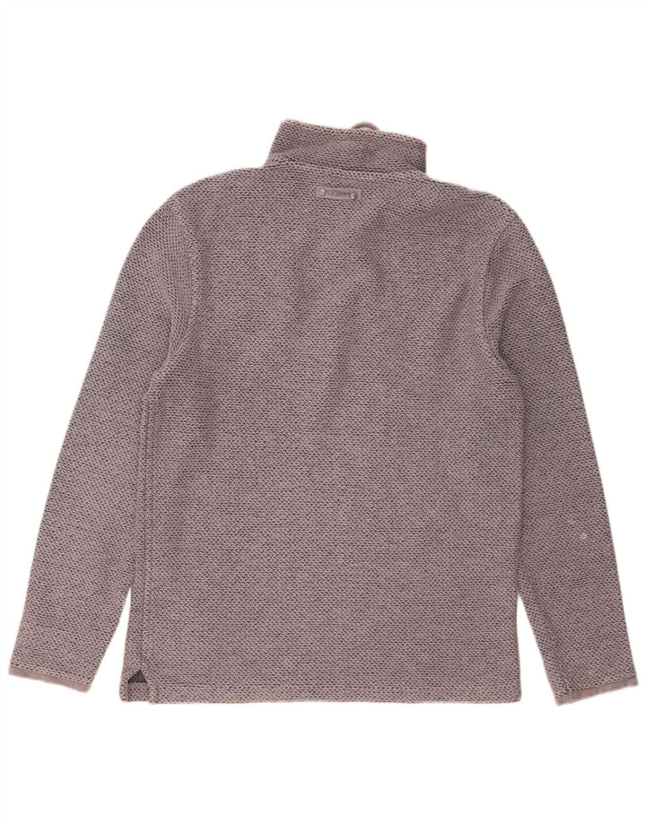 Weird Fish Herren-Sweatshirt mit Reißverschluss am Hals, Mittelgrau gesprenkelte Baumwolle