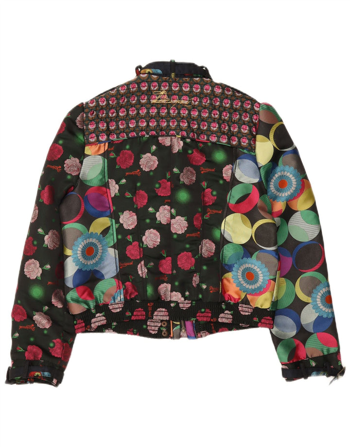 Desigual Womens Abstract Pattern Crop Bomberjacke EU 46 XL Mehrfarbig