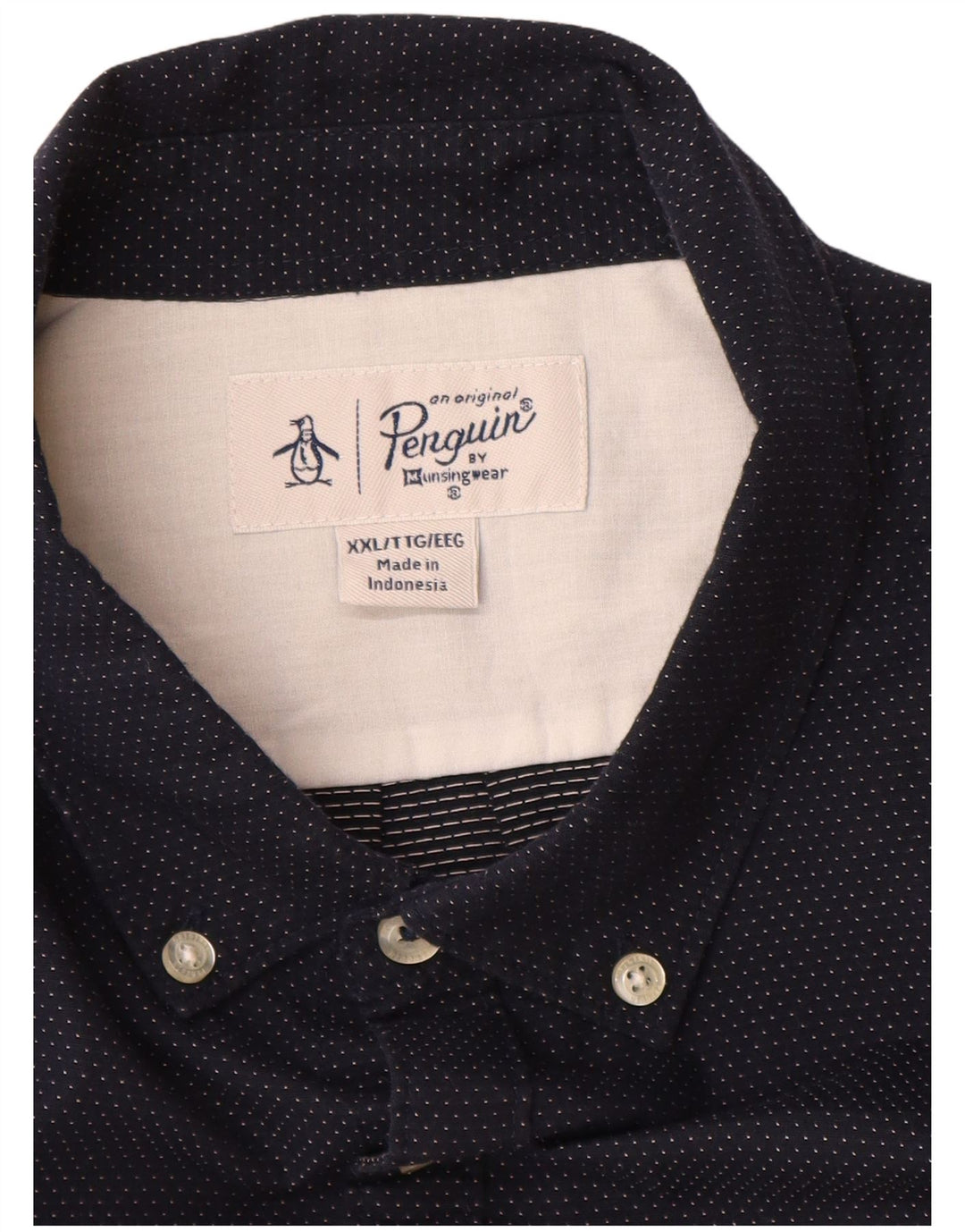 Penguin Herrenhemd 2XL Marineblau gepunktete Baumwolle