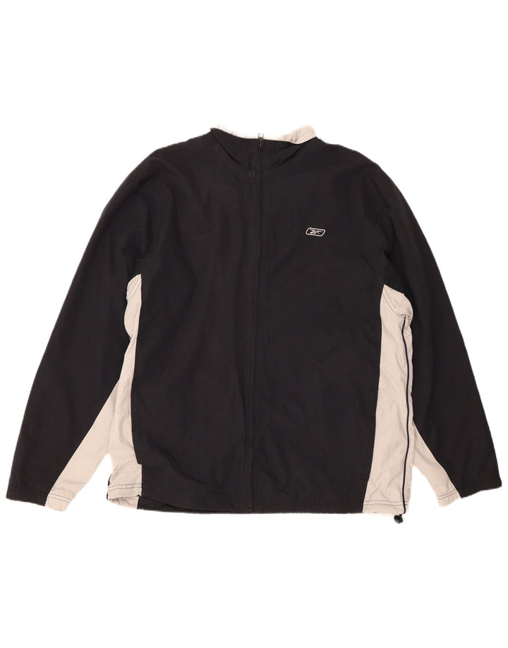 REEBOK Herren-Trainingsanzug-Oberteil, Mittelschwarzes Farbblock-Polyester