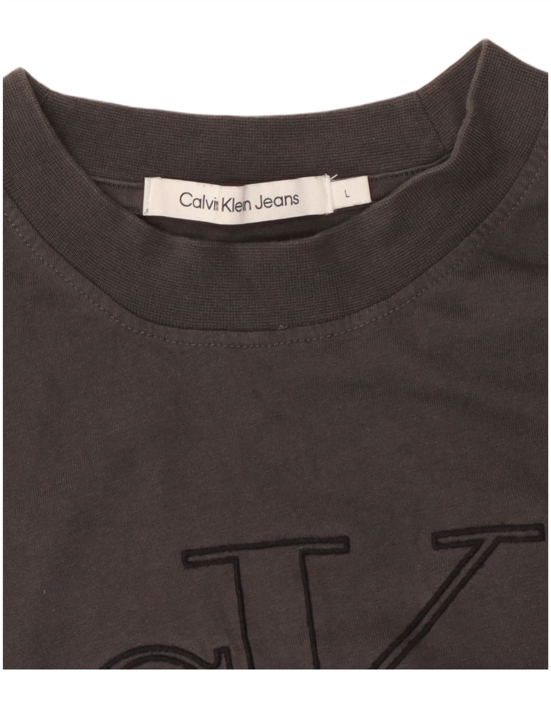 CALVIN KLEIN JEANS Damen Grafik T-Shirt Top UK 14 Large Grau