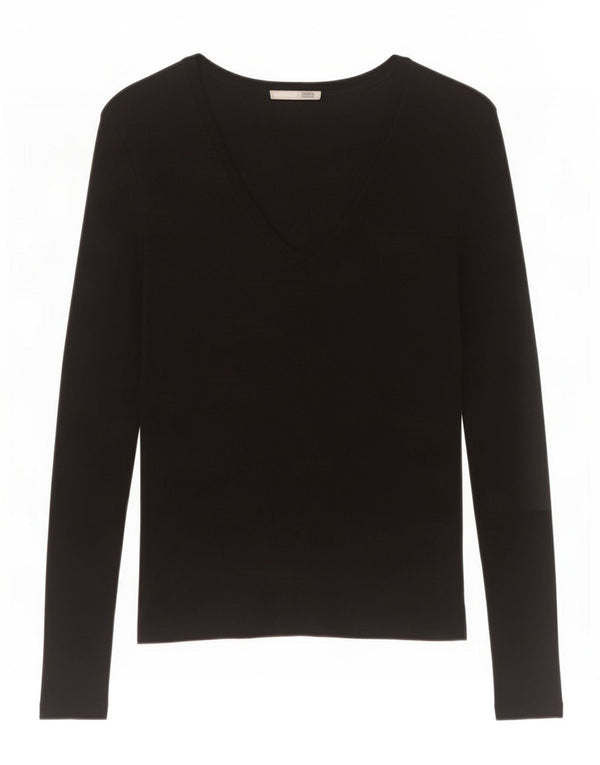 Zara Damen Top Langarm UK 12 Medium Schwarz
