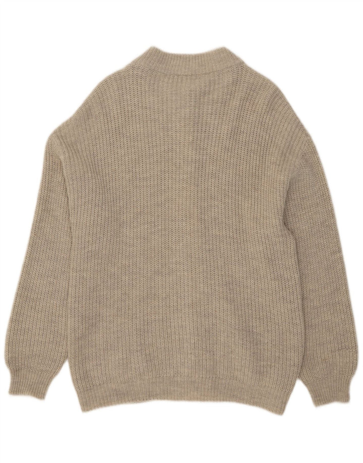 Vintage Herren Cardigan Pullover Mittelgraues Acryl