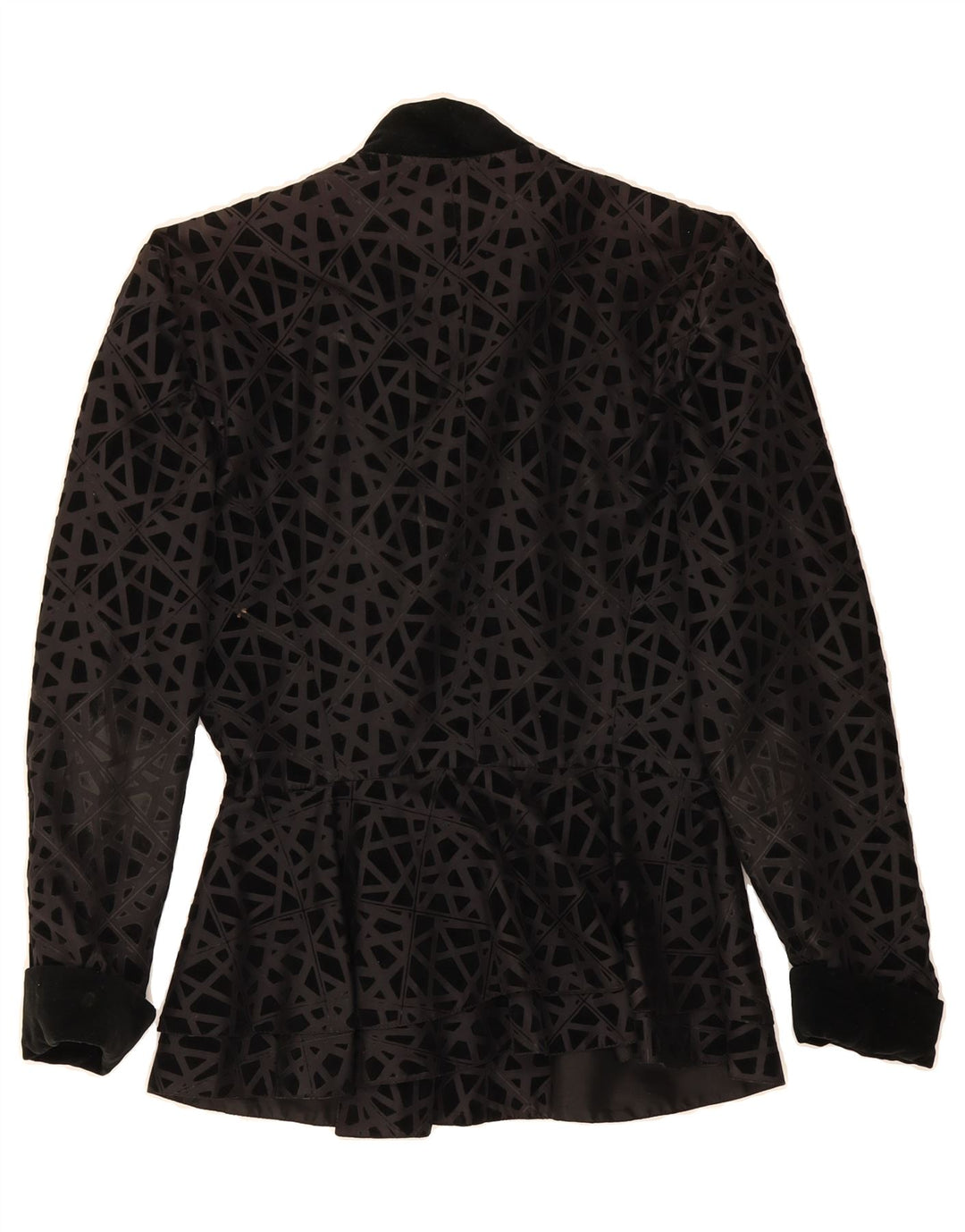 VINTAGE Womens Abstract Pattern Blazer Jacket EU 38 Medium Black Vintage Vintage and Second-Hand Vintage from Messina Hembry 