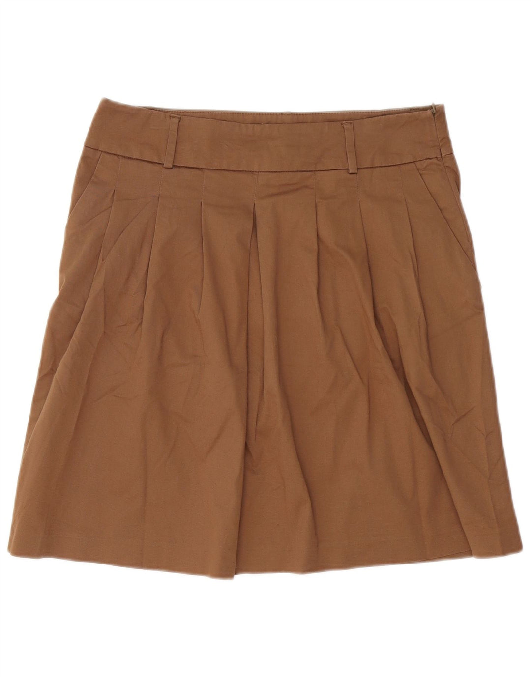 Zara Damen Faltenrock in A-Linie, Größe L, W34, Braun