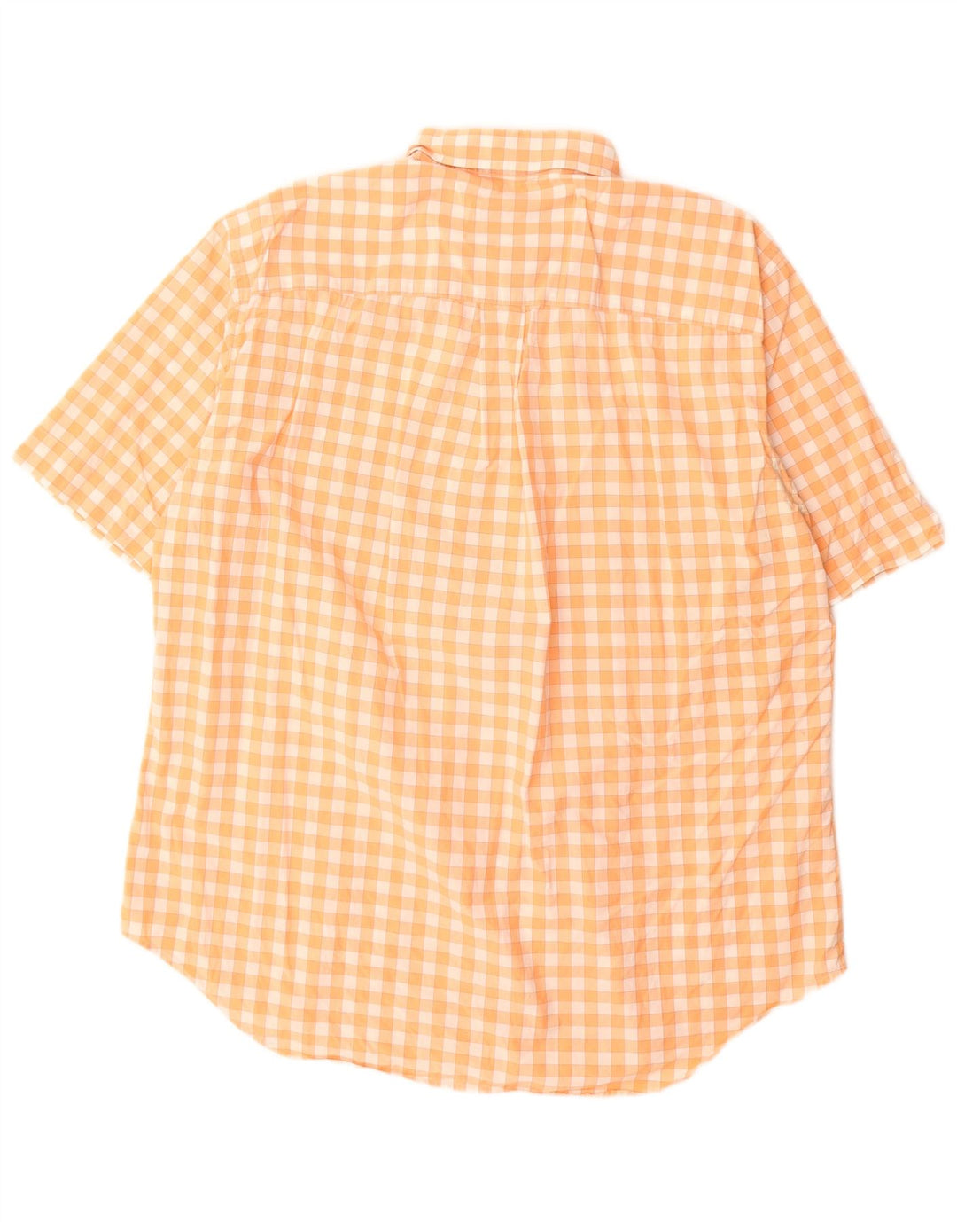 Burberry Herren-Kurzarmhemd, große orangefarbene Gingham-Baumwolle