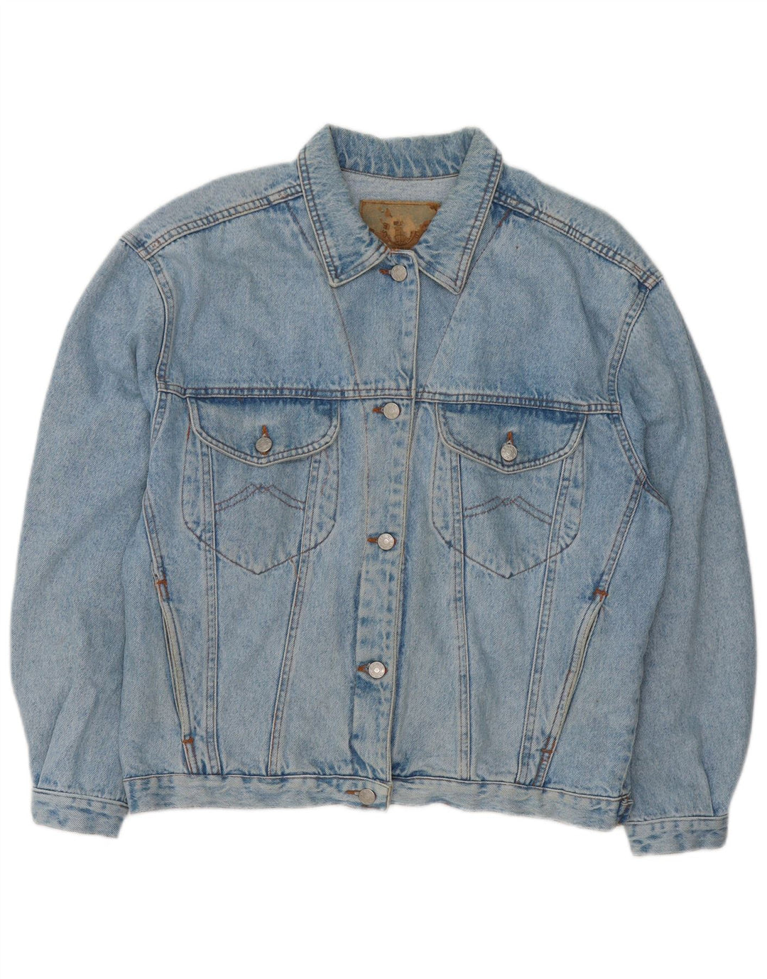 VINTAGE Damen Übergroße Jeansjacke UK 16 Große blaue Baumwolle