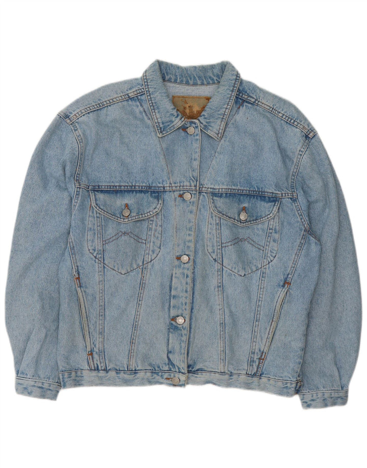 VINTAGE Damen Übergroße Jeansjacke UK 16 Große blaue Baumwolle