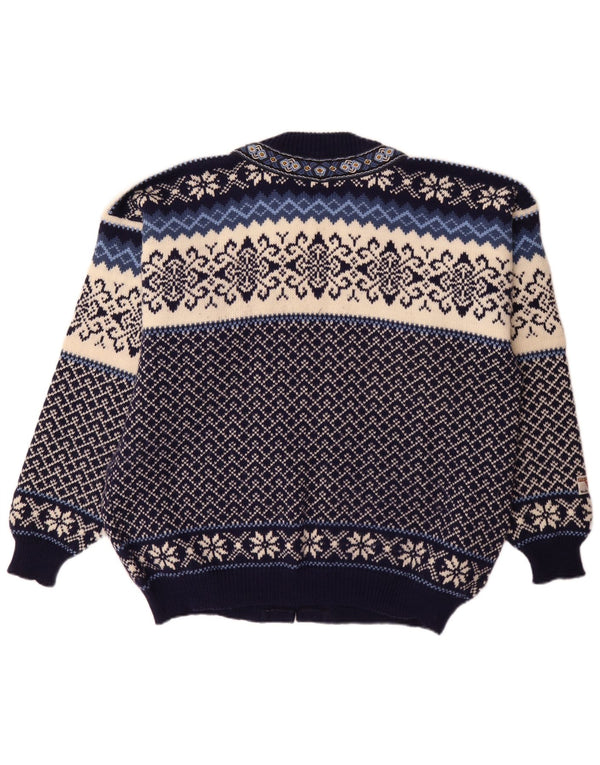 Nordstrikk Herren-Strickjacke mit normaler Passform, XL, Marineblau, Fair Isle
