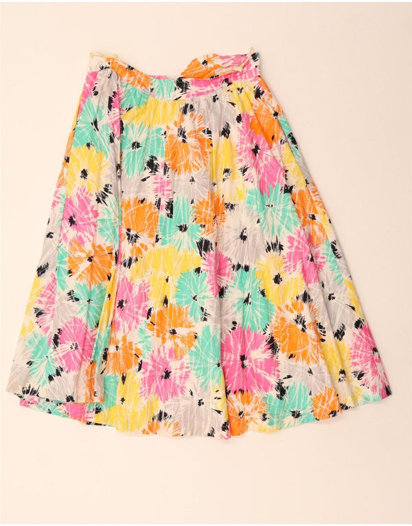 Vintage Damen A-Linienrock EU 40 Medium W30 Mehrfarbige florale Baumwolle