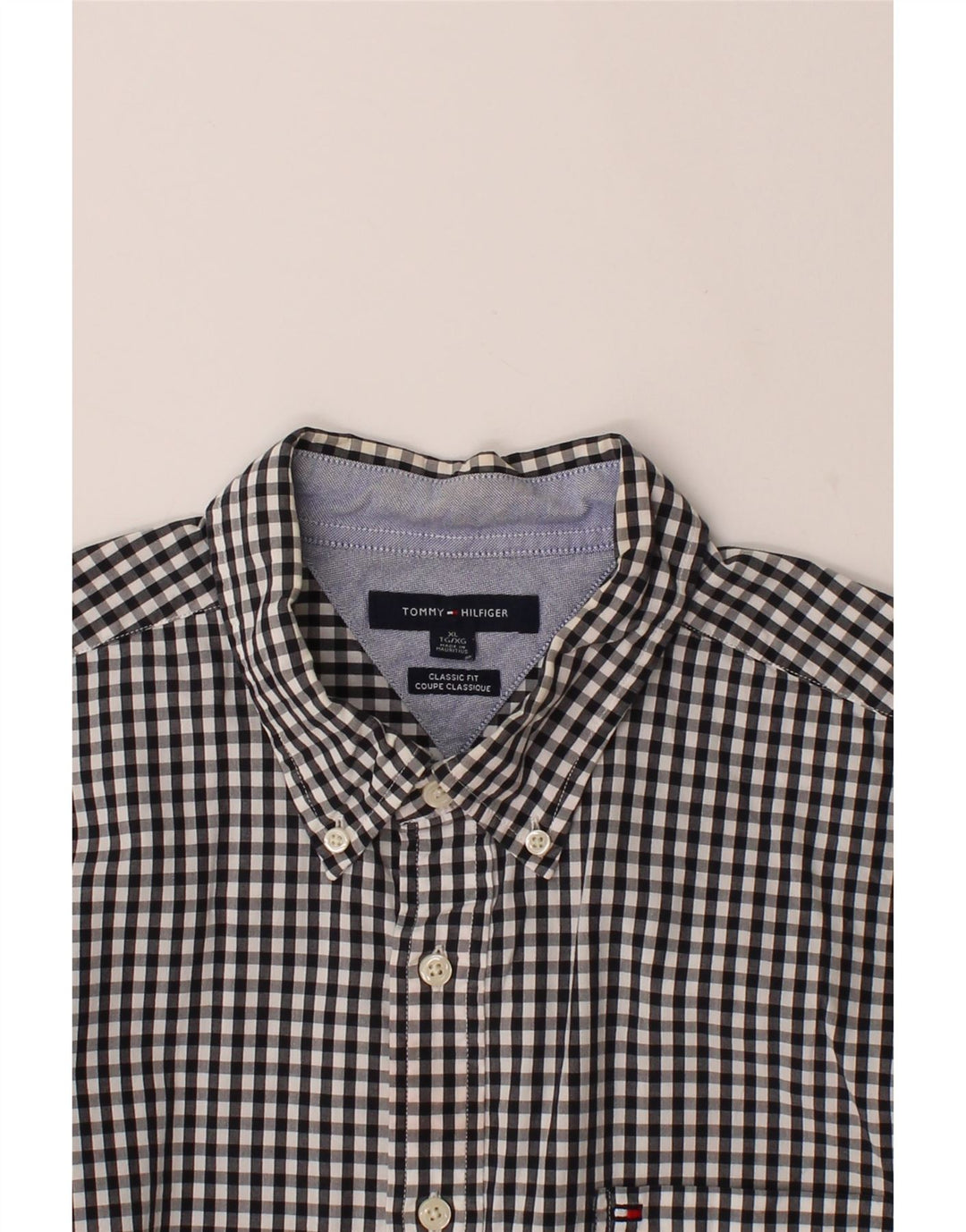 TOMMY HILFIGER Mens Classic Fit Shirt XL Black Check Cotton Vintage Tommy Hilfiger and Second-Hand Tommy Hilfiger from Messina Hembry 