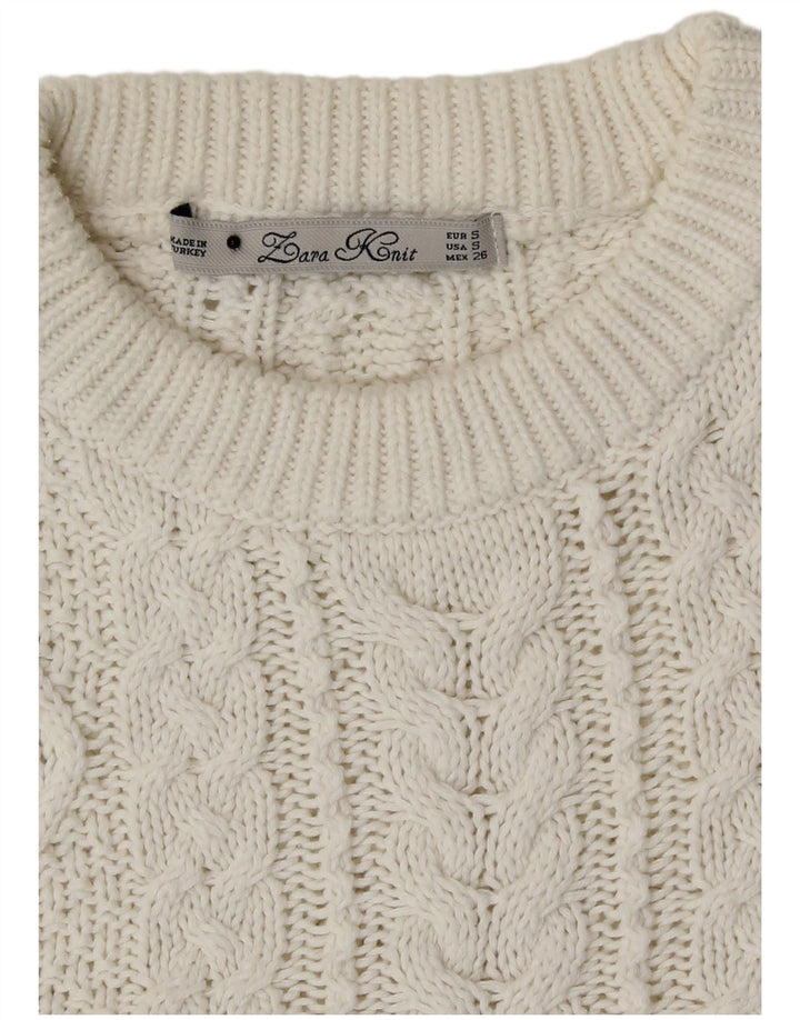 Zara Damen-Pullover mit U-Boot-Ausschnitt, Gr. 10, Größe S, Weiß