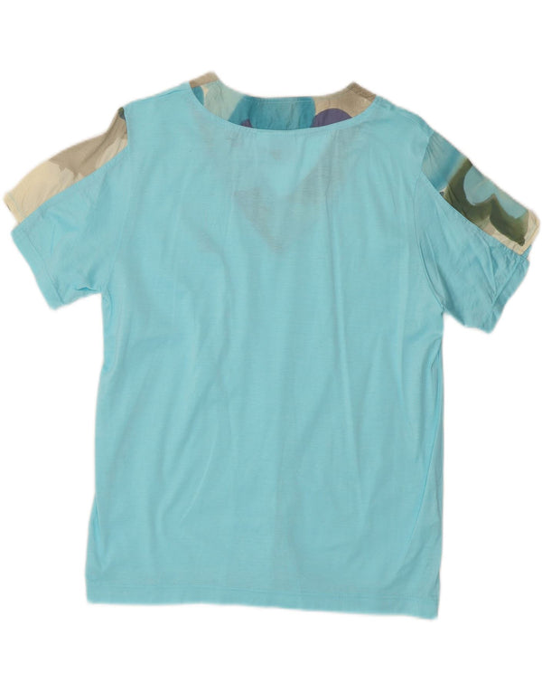 AUSTRALIAN L'ALPINA Damen T-Shirt Top IT 40 Small Blau Colourblock Baumwolle