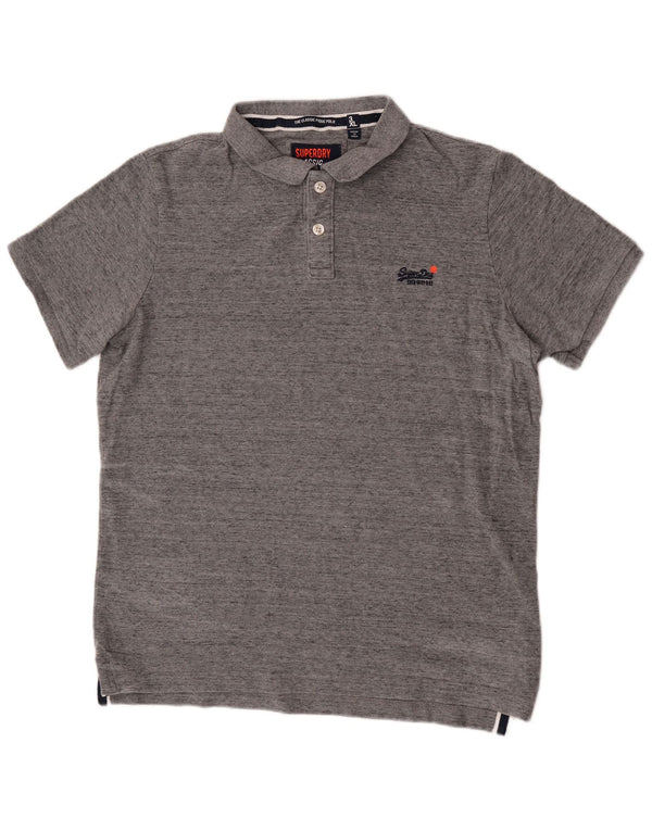 Superdry Herren-Poloshirt mit klassischer Passform, 3XL, grau meliert, Baumwolle