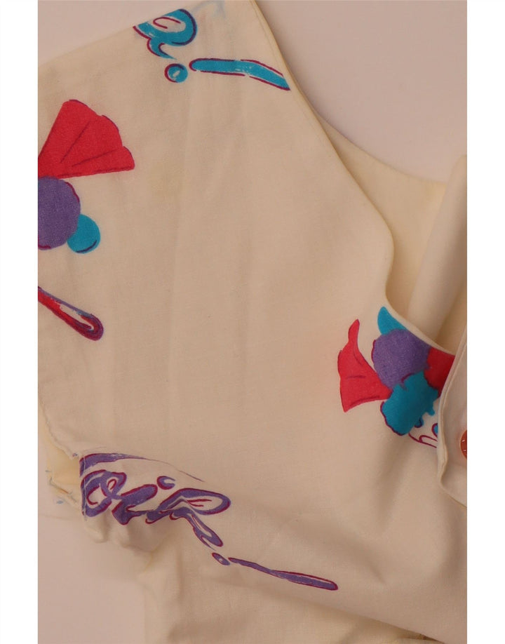 VINTAGE Damen-Kleid mit abstraktem Muster, ärmellos, A-Linie, Gr. 8, Weiß