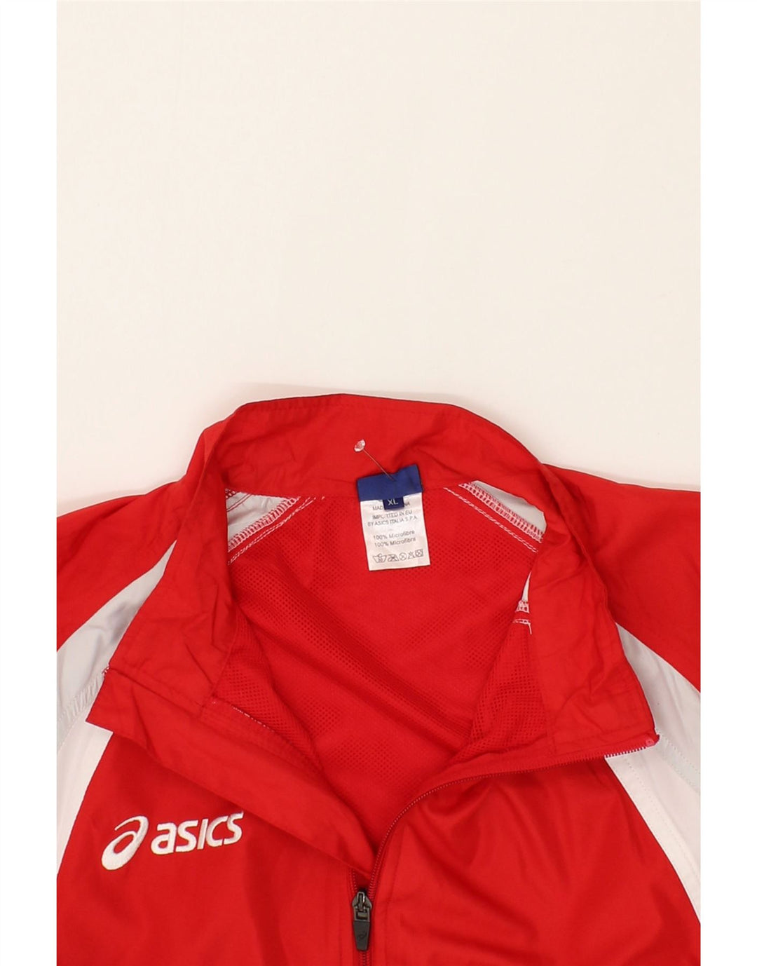 ASICS Mens Tracksuit Top Jacket XL Red Colourblock Microfibers Vintage Asics and Second-Hand Asics from Messina Hembry 