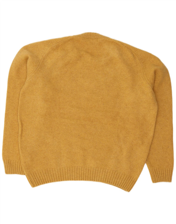 Zara Herren-Pullover mit Rundhalsausschnitt, XL, gelbe Wolle
