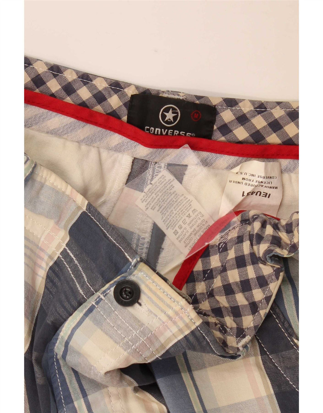 Converse Herren-Chino-Shorts, Größe M, W32, marineblau, kariert, Baumwolle