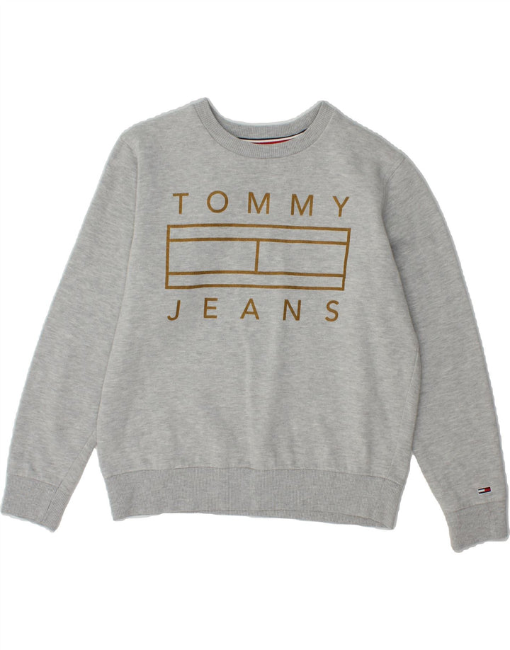 TOMMY HILFIGER Womens Oversized Sweatshirt Jumper UK 14 Medium Grey Vintage Tommy Hilfiger and Second-Hand Tommy Hilfiger from Messina Hembry 