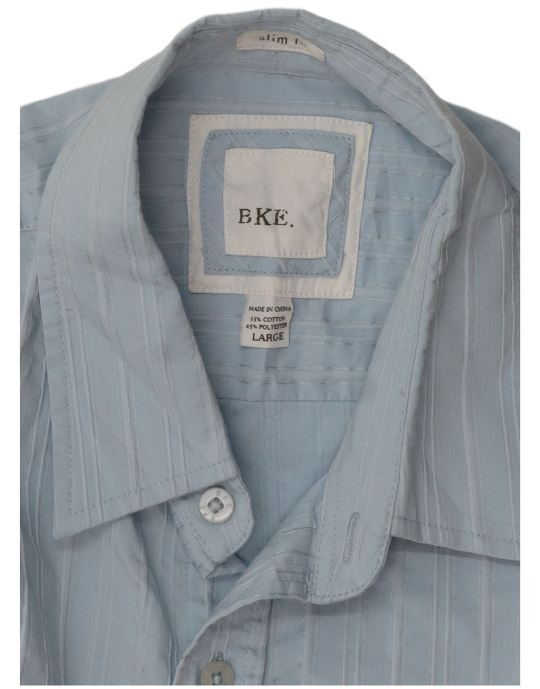 BKE Herren-Slim-Fit-Hemd, groß, blau gestreift, Baumwolle
