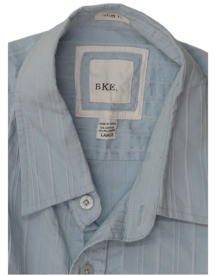 BKE Herren-Slim-Fit-Hemd, groß, blau gestreift, Baumwolle