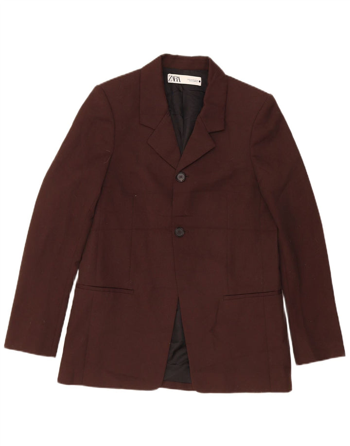 Zara Herren 2-Knopf-Blazerjacke UK 34 XS Braunes Polyester