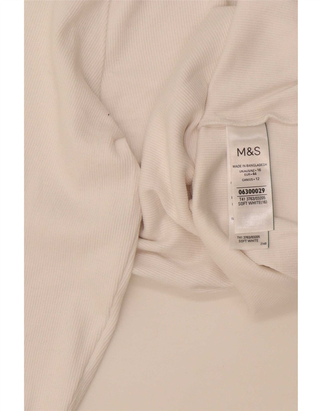 Marks & Spencer Damen Top Langarm UK 16 Large Weiße Baumwolle