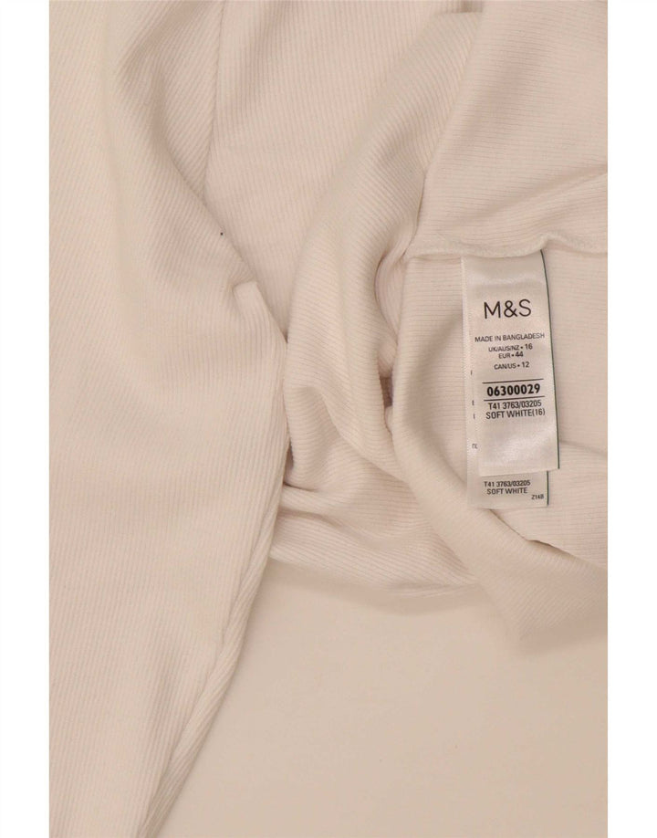 Marks & Spencer Damen Top Langarm UK 16 Large Weiße Baumwolle