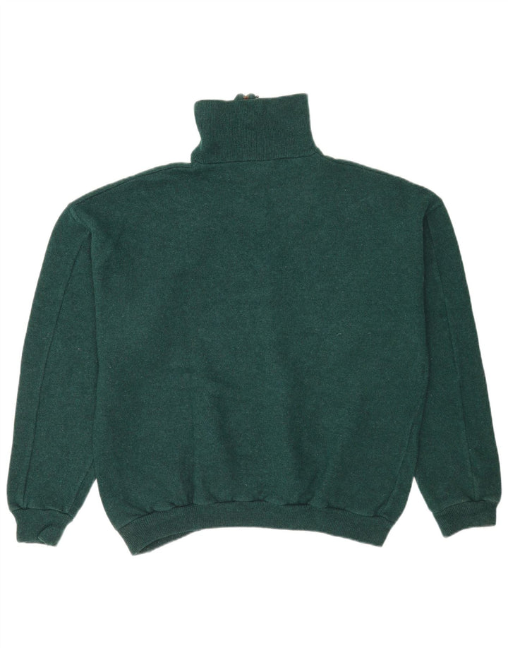 Vintage Herren Pullover mit grafischem Reißverschluss und Halsausschnitt, Größe L, Grün