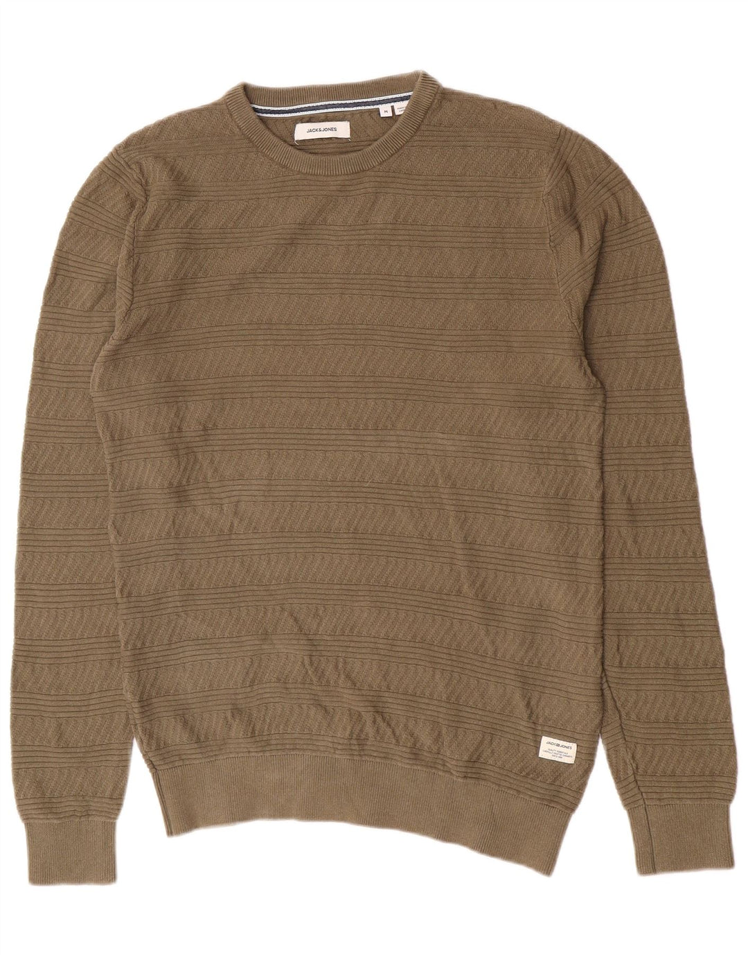 Jack & Jones Herren-Pullover mit Rundhalsausschnitt, mittelgrüne geometrische Baumwolle