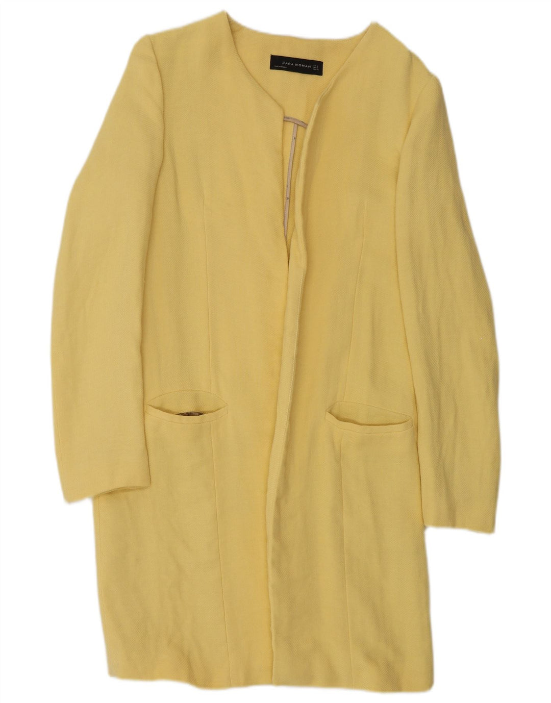 Zara Womens Open Overcoat UK 10 Small Gelbe Viskose
