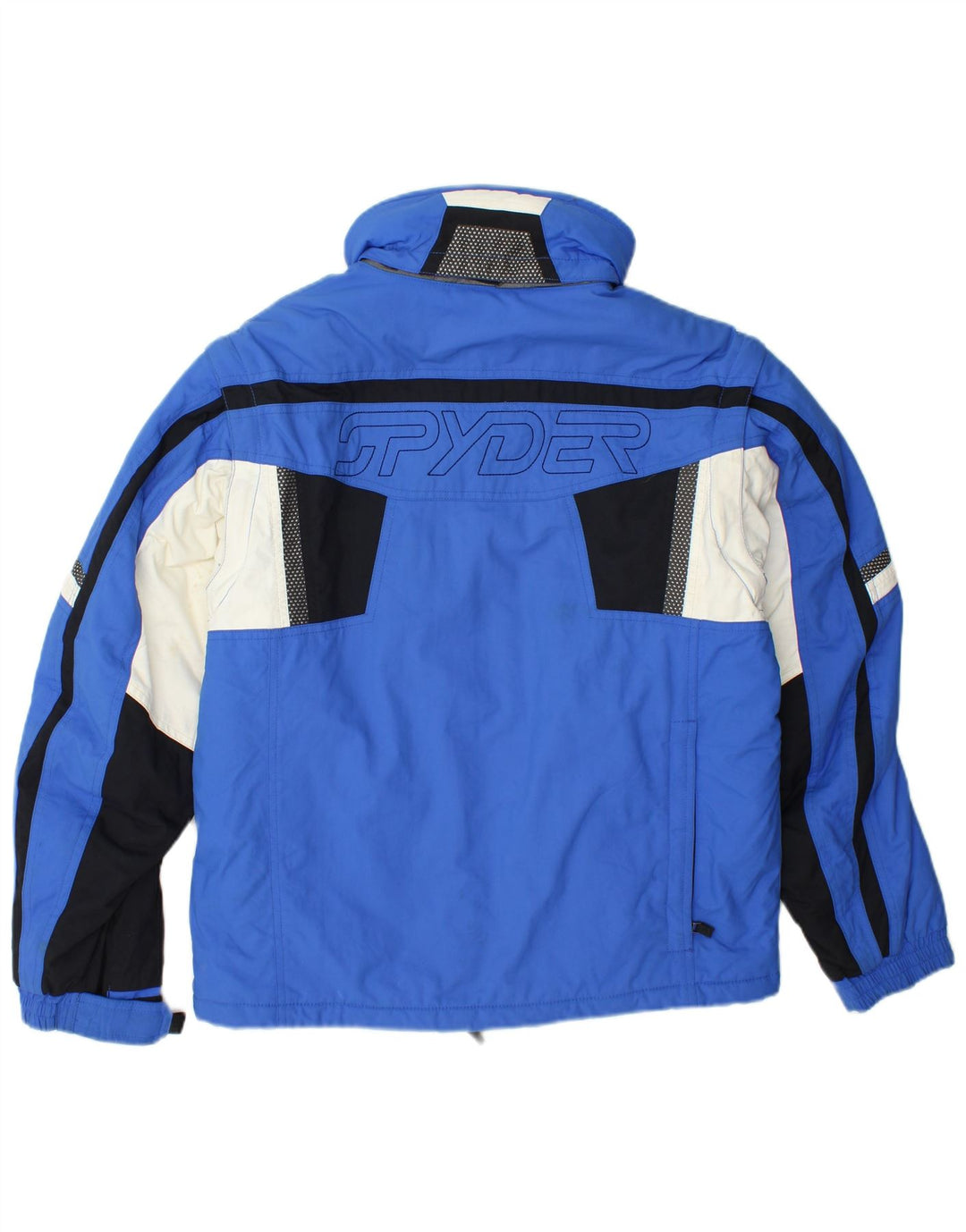 Spyder Jungen-Skijacke mit Kapuze, 15–16 Jahre, XL, blaues Farbblock-Polyester