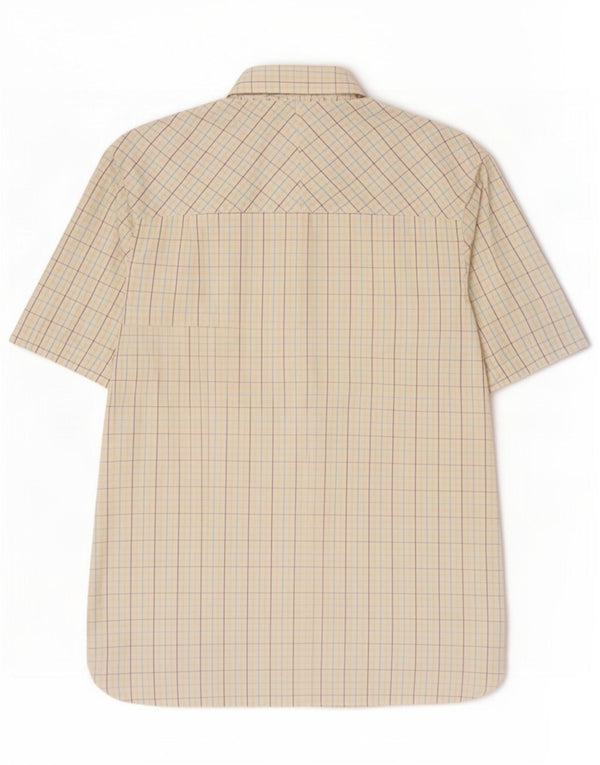 Fred Perry Mens Short Sleeve Shirt Large White Check Cotton