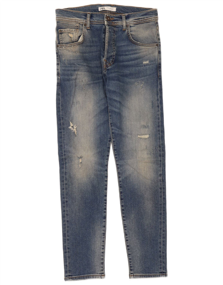 Zara Herren Distressed Slim Jeans EU 38 Small W30 L30 Blau
