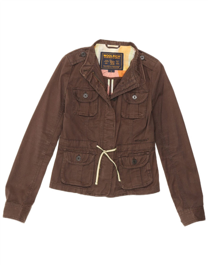 Woolrich Damen Militärjacke UK 8 Small Braune Baumwolle