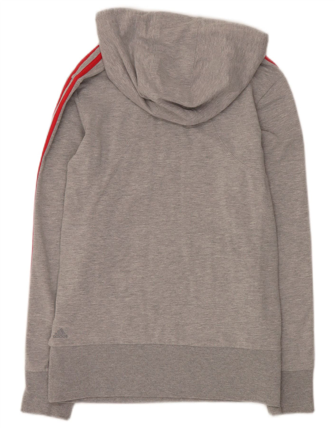 Adidas Damen Kapuzenpullover mit grafischem Knopfausschnitt, UK 12, mittelgraue Baumwolle