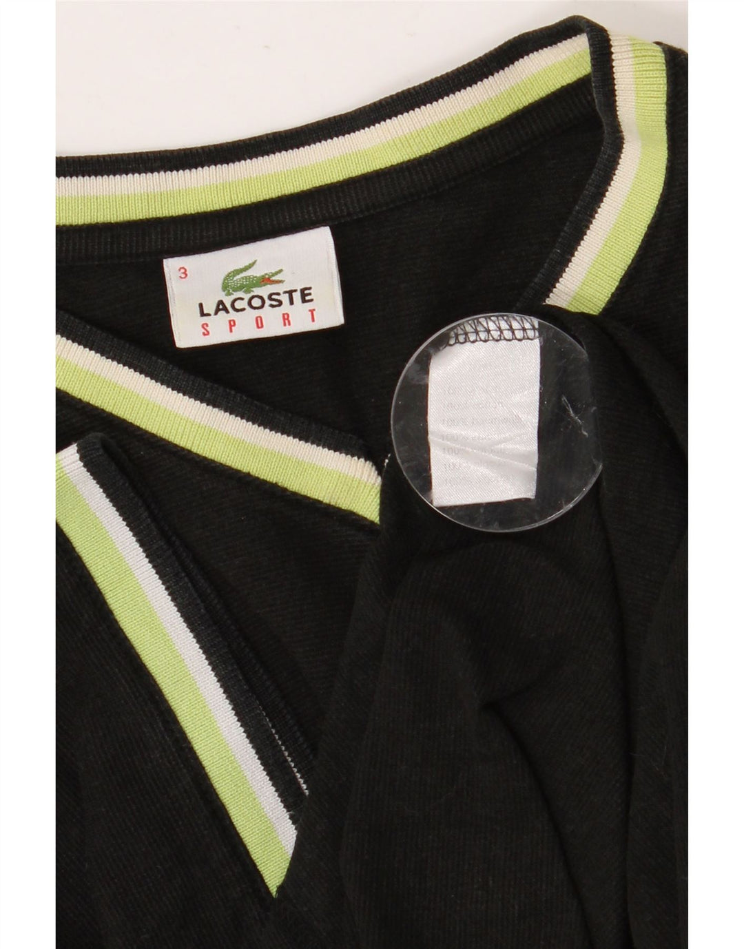 LACOSTE Herren T-Shirt Top Größe 3 Small Schwarz Baumwolle