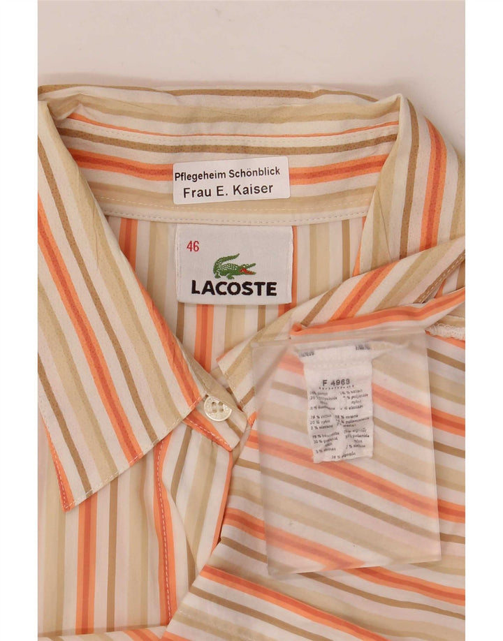 Lacoste Damen-Hemd, Größe 46, XL, beige Nadelstreifen-Baumwolle