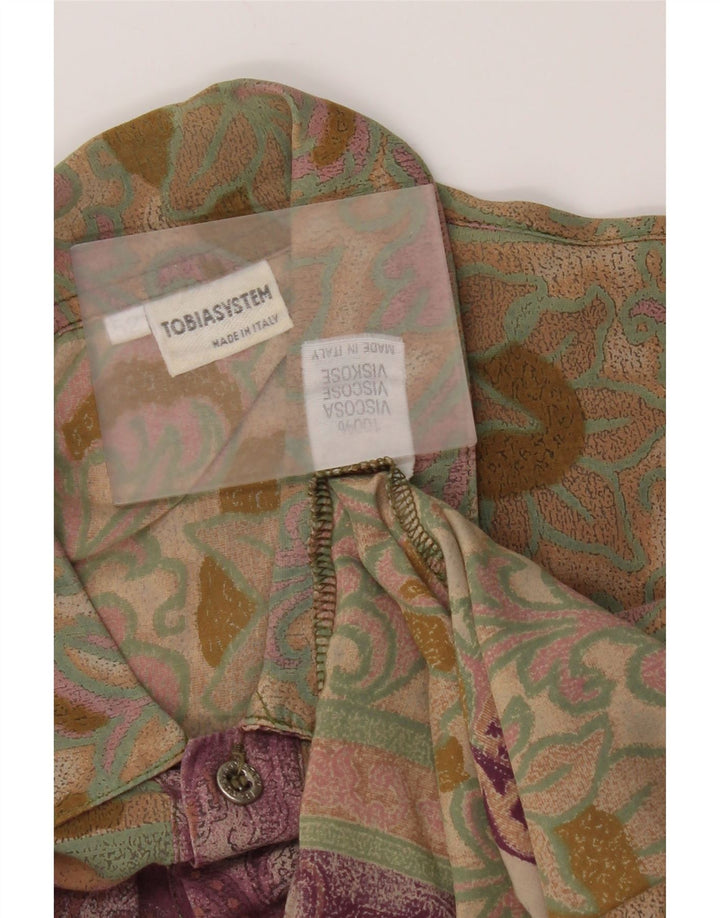 Vintage Herren Kurzarm Pullover Shirt IT 52 Großes Mehrfarbiges Blumenmuster
