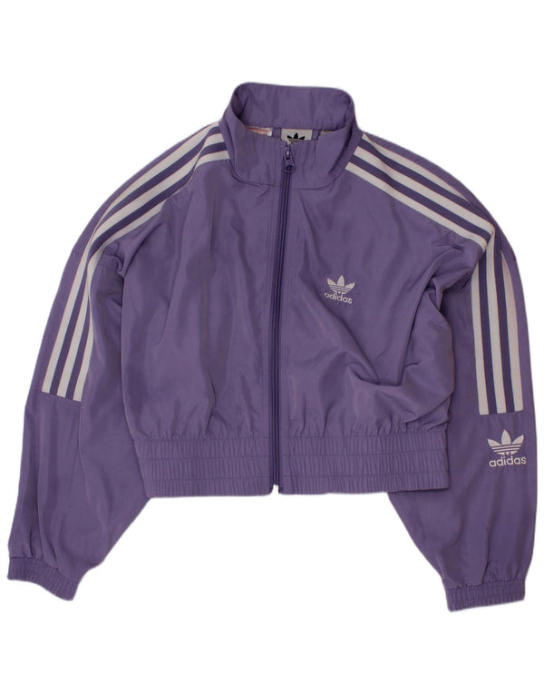 Adidas Mädchen Trainingsanzug Top Jacke 7–8 Jahre Lila Polyester