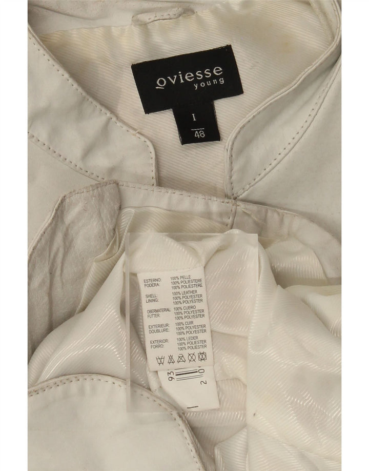 Oviesse Damen Lederjacke IT 48 XL Weißes Leder