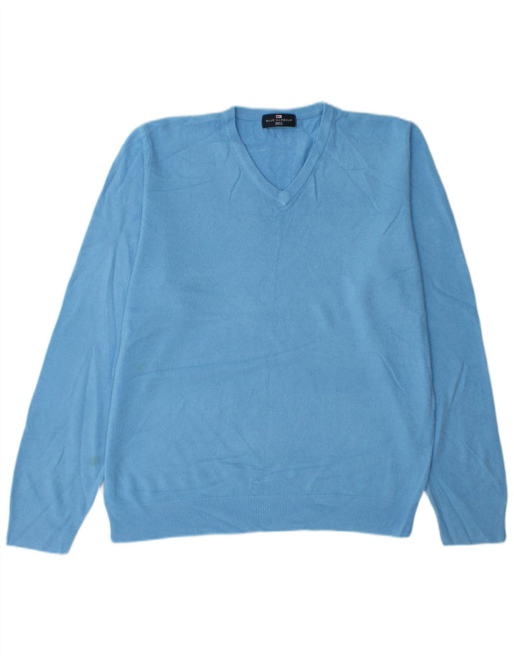 Marks & Spencer Herren-Pullover mit V-Ausschnitt, groß, Acryl, Blau